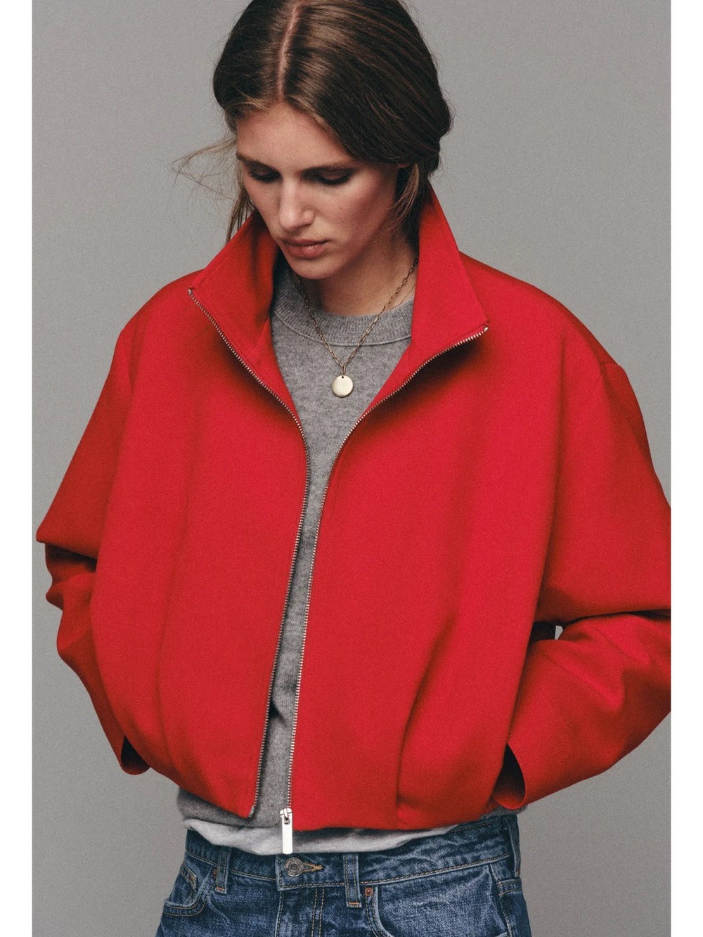 Zara STAND-UP COLLAR BOMBER JACKET